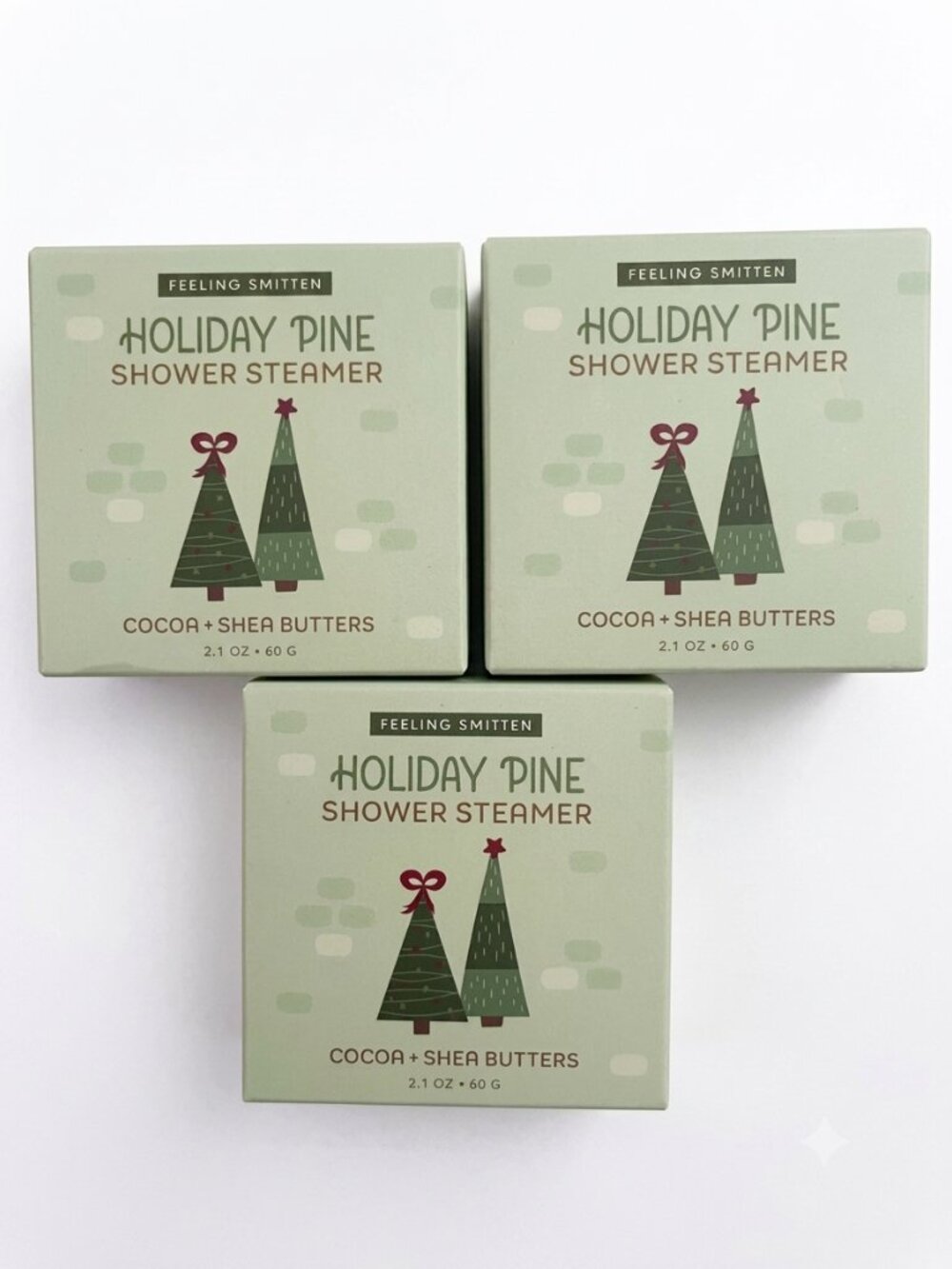 Feeling Smitten Holiday Pine Shower Steamer Set Lot Of 3 Cocoa Shea 2.1 oz NIB